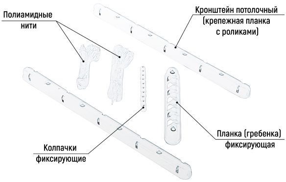 Комплект для ремонта потолочных сушилок. 7 прутьев. Пластик  #1