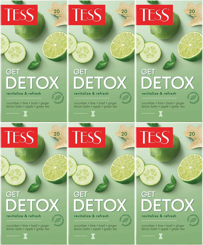 Чайный напиток Tess Detox в пакетиках 1,5 г х 20 шт, комплект: 6 упаковок по 30 г  #1