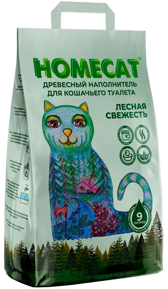 Homecat Наполнитель Древесный Впитывающий 3000г. #1