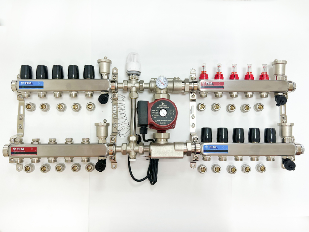 Комплект для подключения тёплого водяного пола на 5 выходов и радиаторов отопления 5 шт  #1