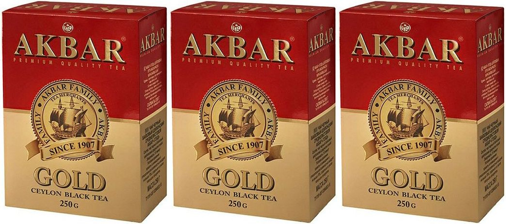 Чай черный Akbar Gold листовой, комплект: 3 упаковки по 250 г #1