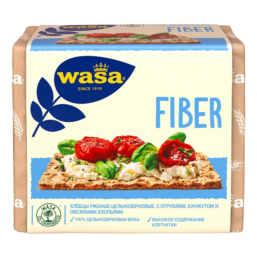 Хлебцы ржаные Wasa Fiber цельнозерновые с пшеничными отрубями кунжутом и овсяными хлопьями 230 г  #1