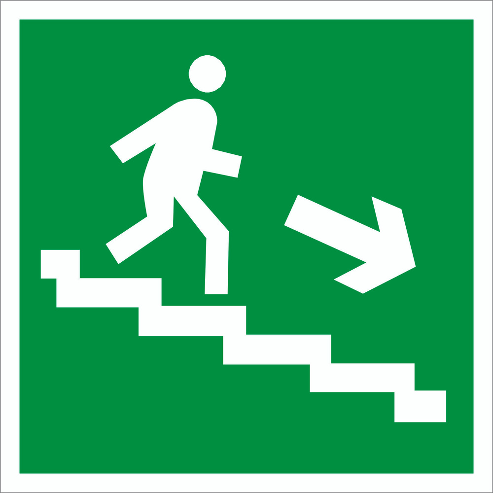 Табличка "Направление к эвакуационному выходу по лестнице вниз" E13  #1