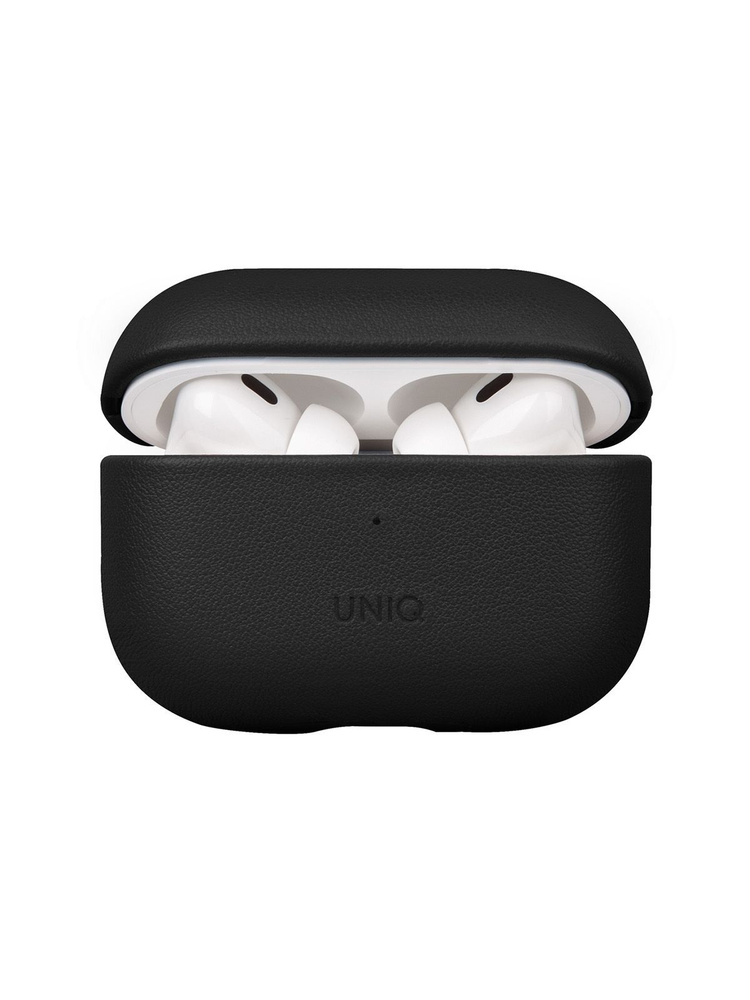 Чехол Uniq Terra для Airpods Pro 2 / на Эирподс Про 2 из натуральной кожи со шнурком на запястье, черный #1