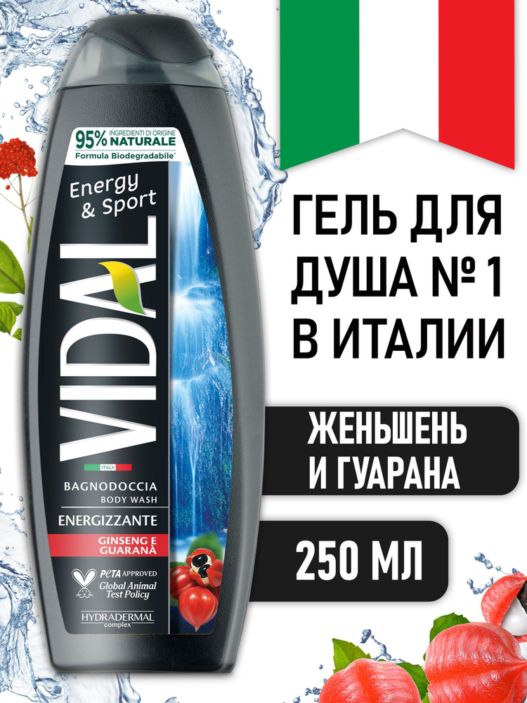 Гель для душа мужской VIDAL ЭНЕРГИЯ И СПОРТ 250 мл #1