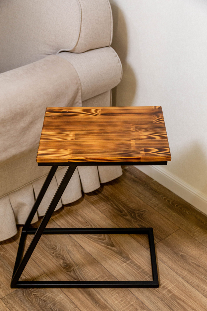 Журнальный приставной столик Table-Z в стиле Лофт со столешницей из массива сосны LoftComplect, 59,6х32х40 #1