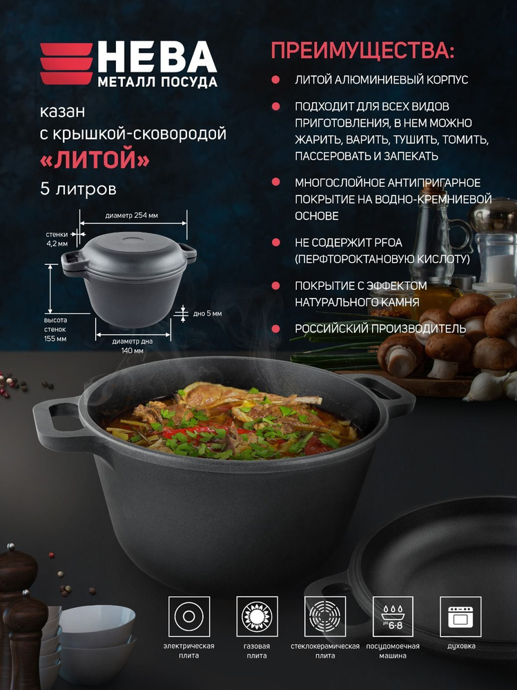 Казан для плова с крышкой сковородой 2 в 1. 5 л #1