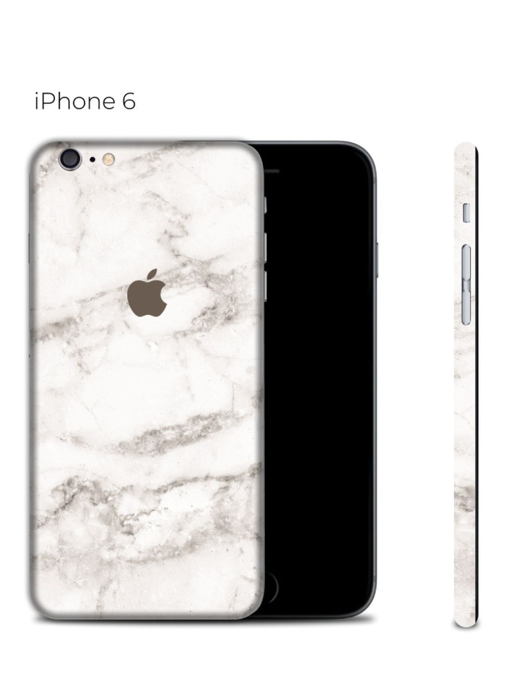 Защитная пленка на айфон 6 с защитой краёв / Виниловая наклейка на заднюю панель iPhone 6 с принтом MARBLE #1