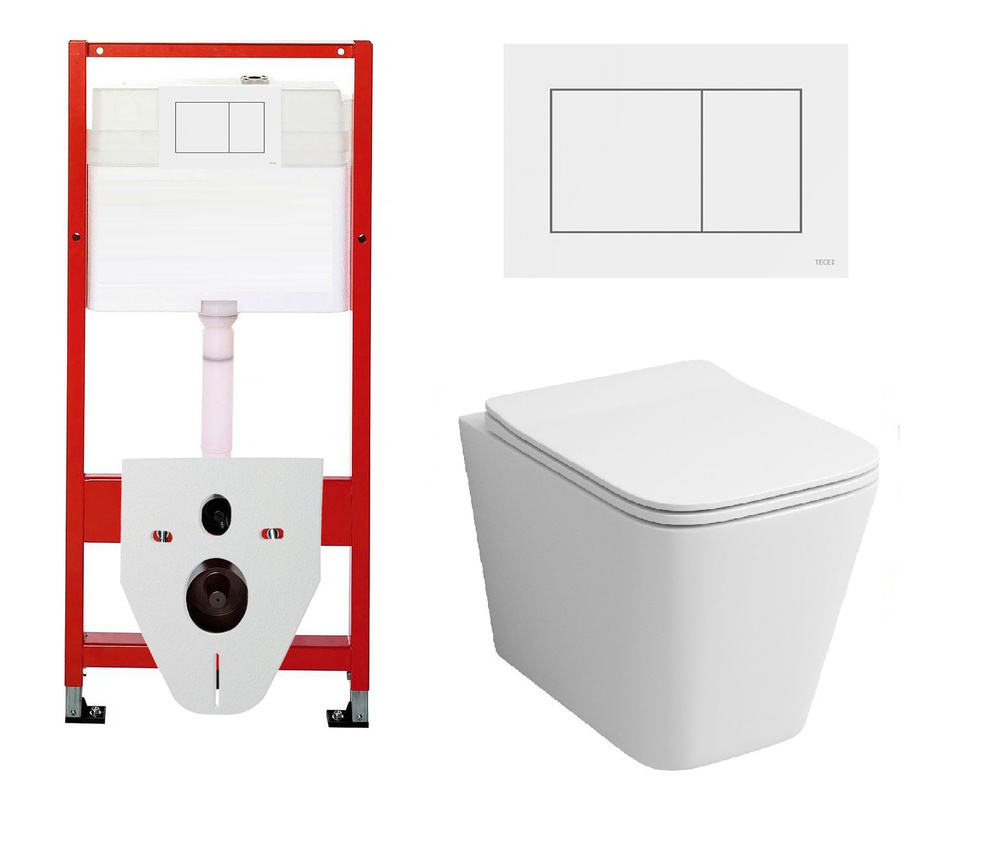 Комплект 3 в 1 инсталляция Tece Base + Подвесной унитаз Grossman GR-4441S с кнопкой смыва  #1