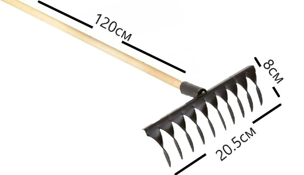 Грабли стальные 10 зубьев витые узкий шаг 1200х205мм #1
