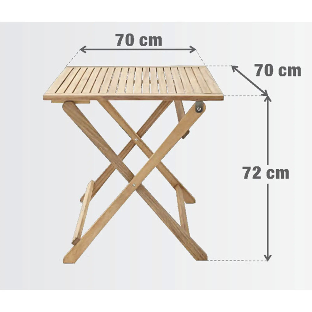 Стол садовый квадратный складной 70x70х72 см акация светло-коричневый  #1