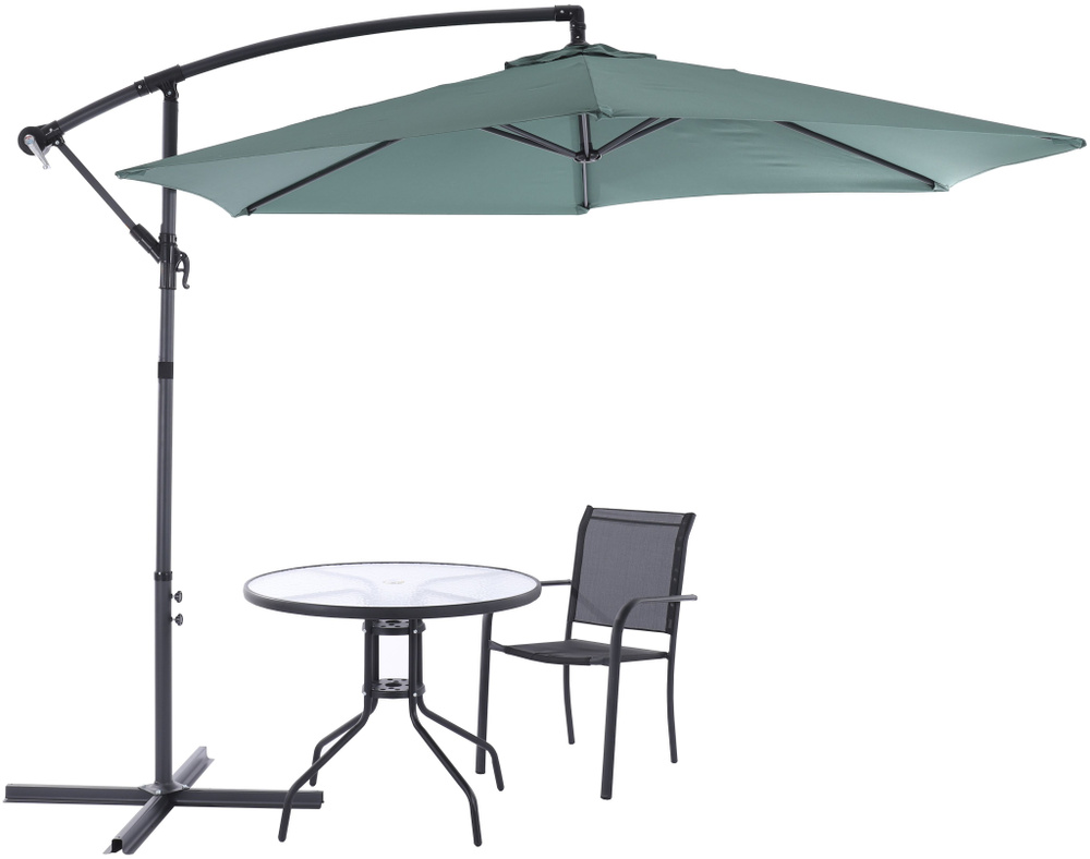 Зонт садовый NOLITA D300см H240см, с подставкой, с наклоном, большой, для дачи, для сада, для кафе, уличный #1