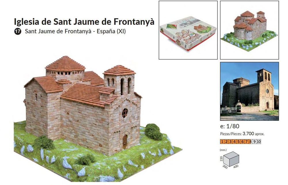 Церковь Sant Jaume de Frontanya, 3700 деталей, 400х300х220, сложность 7/10, керамический конструктор #1