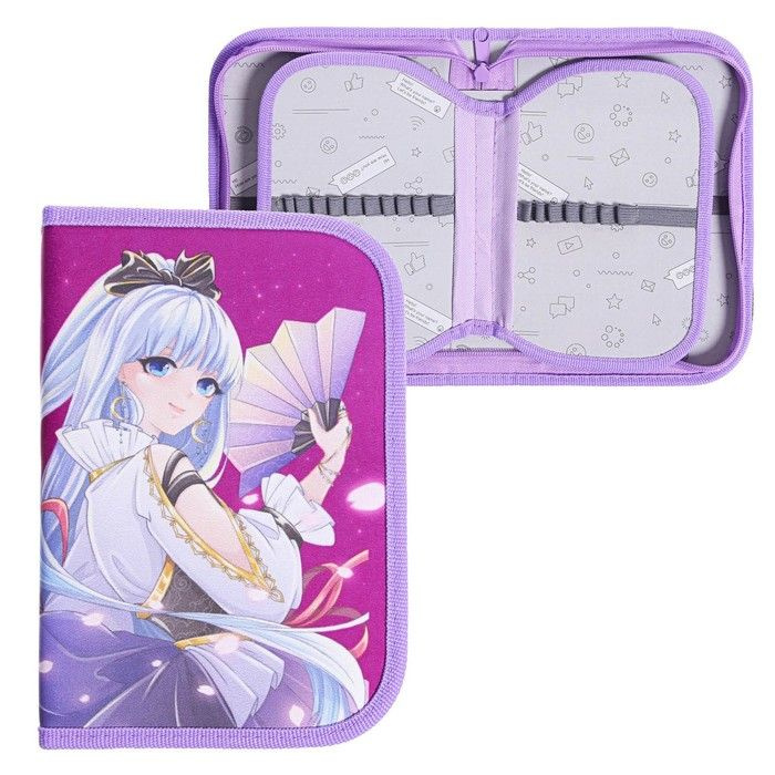 Calligrata, Пенал 3 секции, вкладка внутри, 140 х 210 мм, тканевый ...