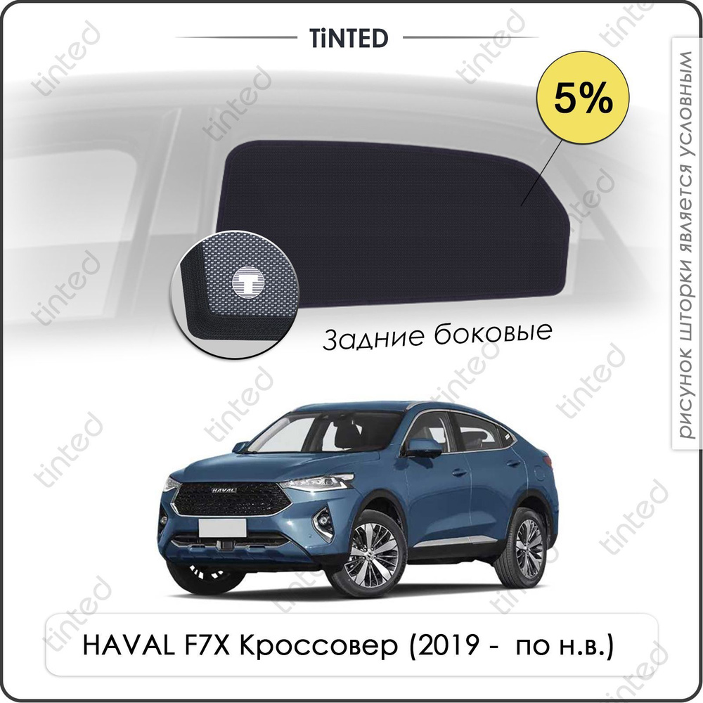 Шторки на автомобиль солнцезащитные HAVAL F7X 1 Кроссовер 5дв. (2019 - по н.в.) на задние двери 5%, сетки #1