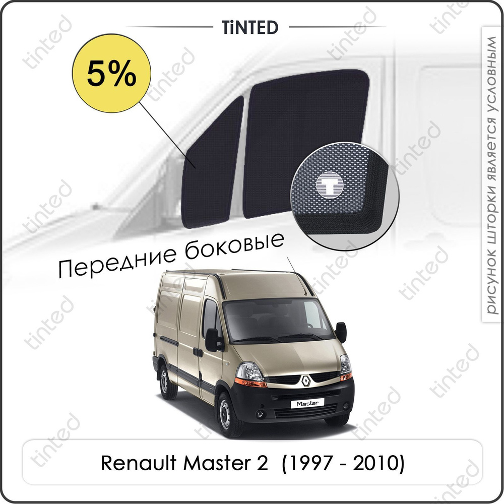 Шторки на автомобиль солнцезащитные Renault Master 2 Фургон 2дв. (1997 - 2010) на передние двери 5%, #1