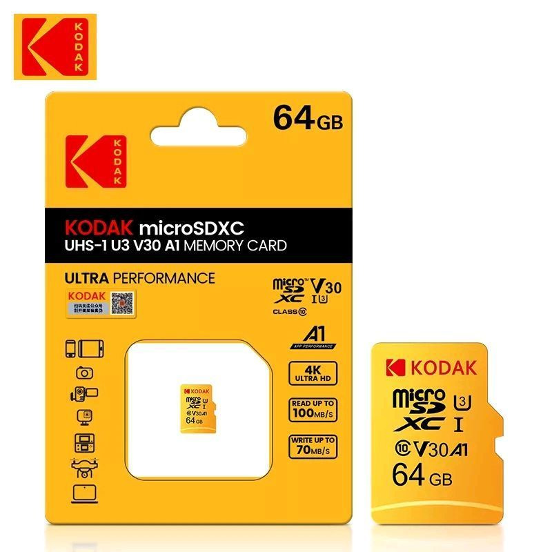 Карта памяти Kodak Micro SD класс 10 UHS-1 U3 V30 A1 64 ГБ 4K #1