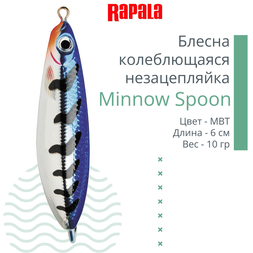 Блесна для рыбалки колеблющаяся RAPALA Minnow Spoon, 6см, 10гр /MBT (незацепляйка)  #1