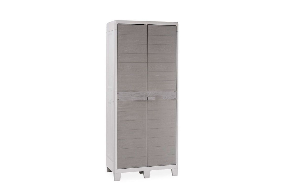 Уличный шкаф 2х дверный глубокий WOODY'S XL (3 полки), светло-серый  #1