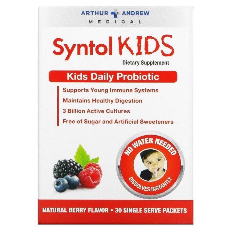 Arthur Andrew Medical, Syntol Kids, ежедневный пробиотик для детей, натуральный ягодный вкус, 30 отдельных #1