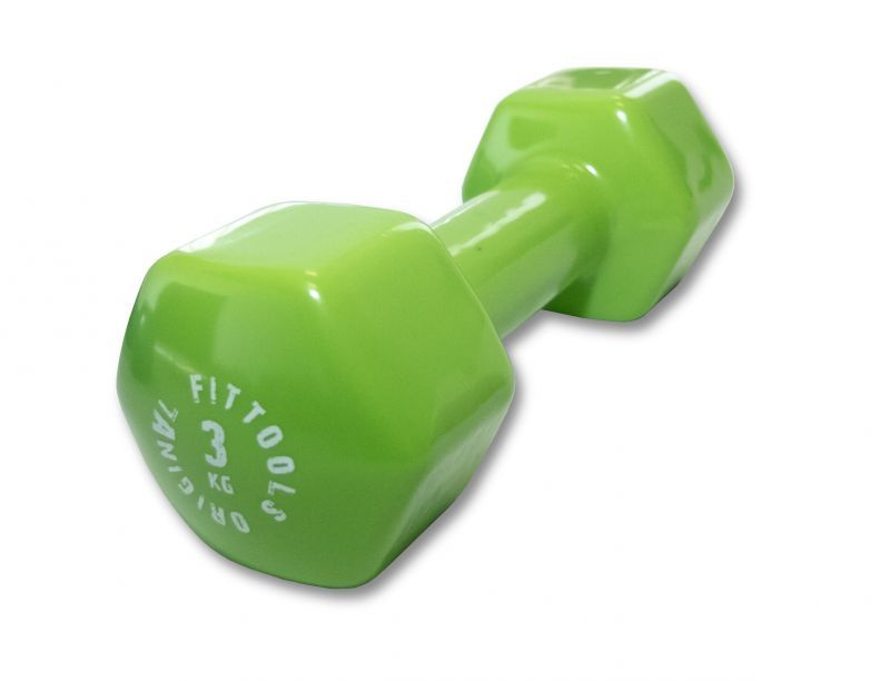 Гантель в виниловой оболочке FitTools, зеленый, 3 кг #1