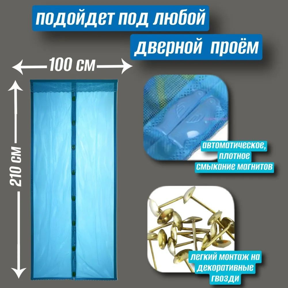 Москитная сетка на дверь на магнитах 100х210 см #1