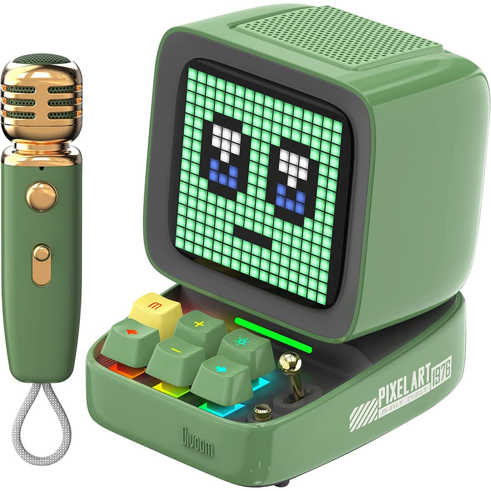 Беспроводная умная колонка с пиксельным LED-экраном и микрофоном Divoom Ditoo Mic (Зелёный)  #1