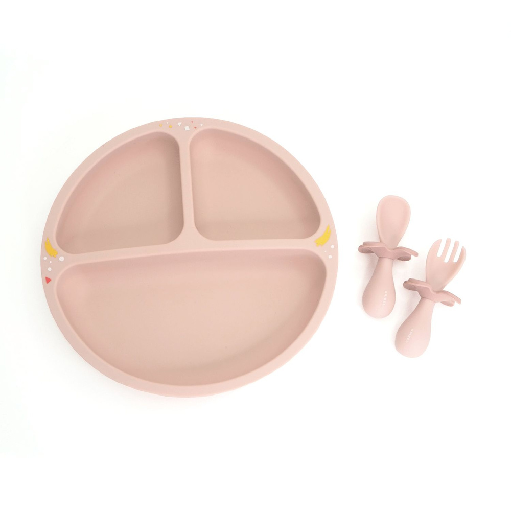 Набор детской посуды Oribel Cocoon Z тарелка+ложка+вилка (розовый)  #1
