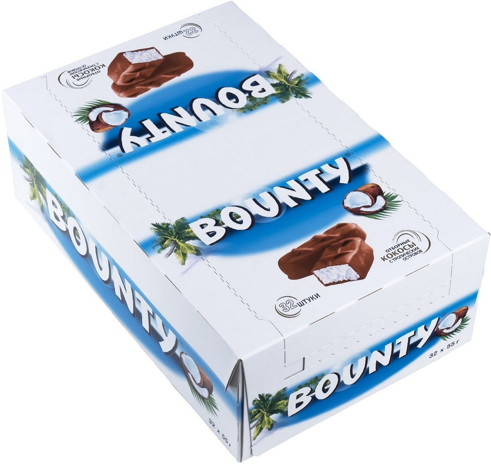 Батончик Bounty шоколадный с мякотью кокоса, 55г x 32шт #1