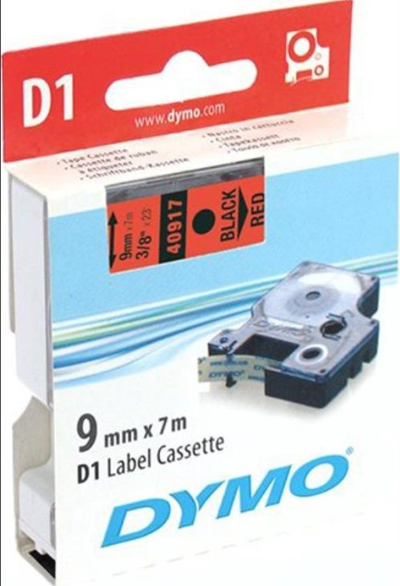 Картридж DYMO S0720720 D1 пластиковая лента LP350 9ммх7м черный текст на красном фоне к Label принтеру #1