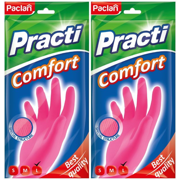 Paclan Перчатки резиновые Practi Comfort 2 пары, размер L #1