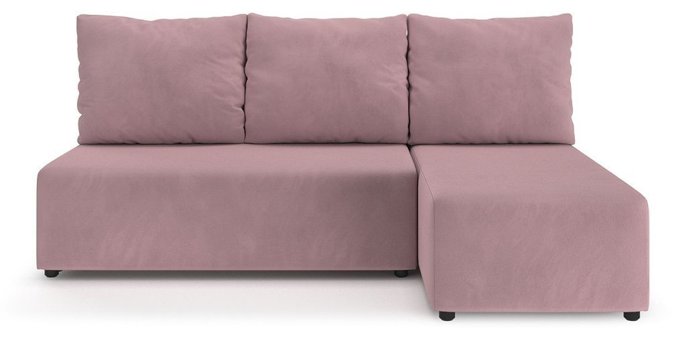 Угловой диван-кровать PUSHE раскладной Каир Lux, правый угол, велюр, розовый Balance 312  #1