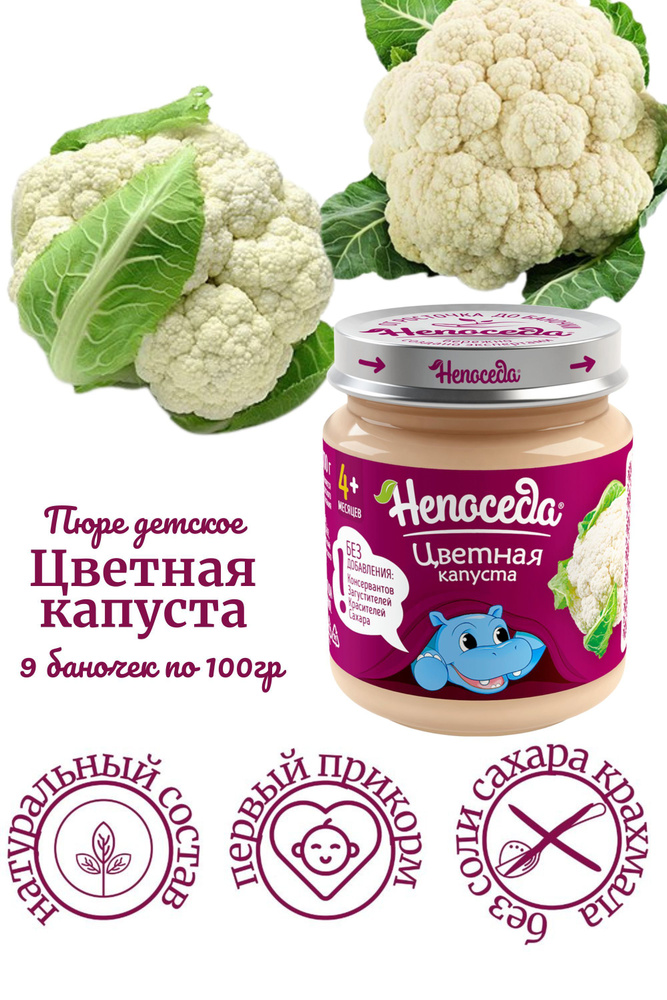 Пюре из ЦВЕТНОЙ КАПУСТЫ "Непоседа" для питания детей от 4 месяцев, 100 гр. /9 баночек/  #1