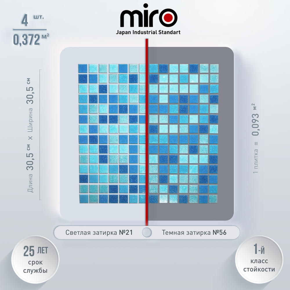 Плитка мозаика для ванной комнаты MIRO (серия Einsteinium №312), моющаяся высокопрочная, размер плитки #1