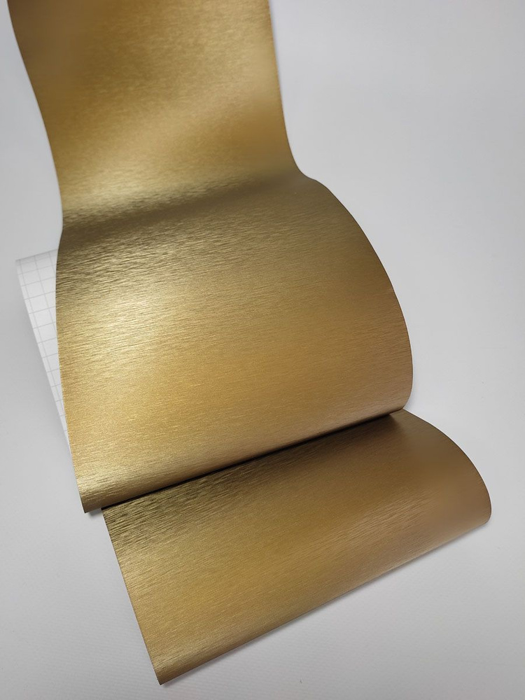 Виниловая пленка золотая самоклеящаяся с эффектом шлифованного алюминия 1,52 х 4 м / Для авто и мебели #1