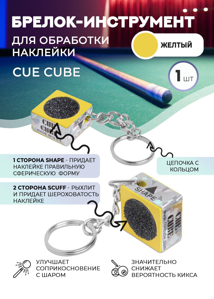 Брелок-инструмент для обработки наклейки Cue Cube (желтый) #1