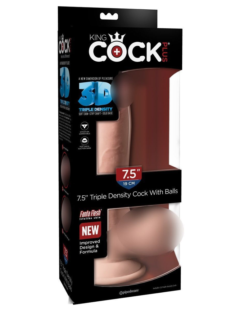 Pipedream Фаллоимитатор на присоске King Cock Plus Cock with Balls 7.5 Triple Density - Flesh (22.9 см #1