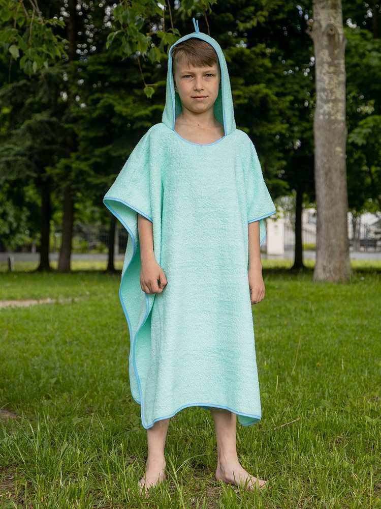 Пончо детское полотенце с капюшоном "Динозавр" 110 см*72 см  #1