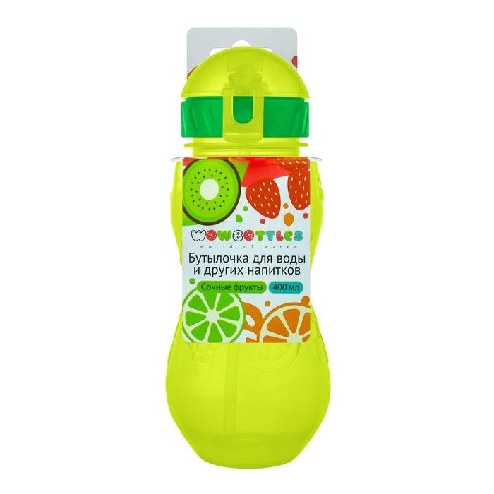 Бутылочка детская 400мл., с трубочкой и шнурком "Сочные фрукты", цвет МИКС  #1