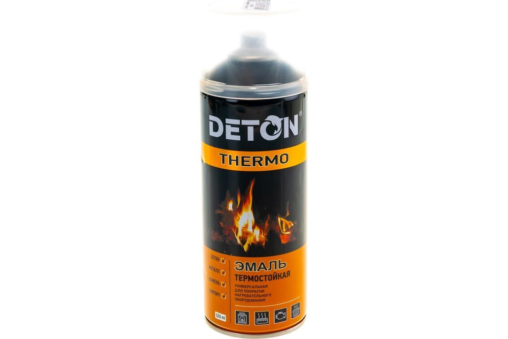 Аэрозольная термостойкая эмаль DETON черная THERMO 520 мл #1