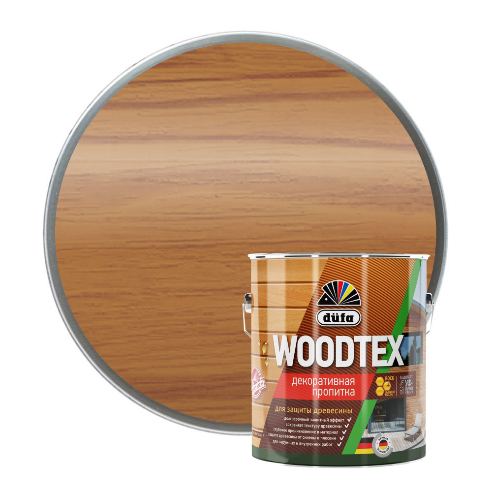 Пропитка декоративная для защиты древесины алкидная Dufa WOODTEX тик 3 л  #1