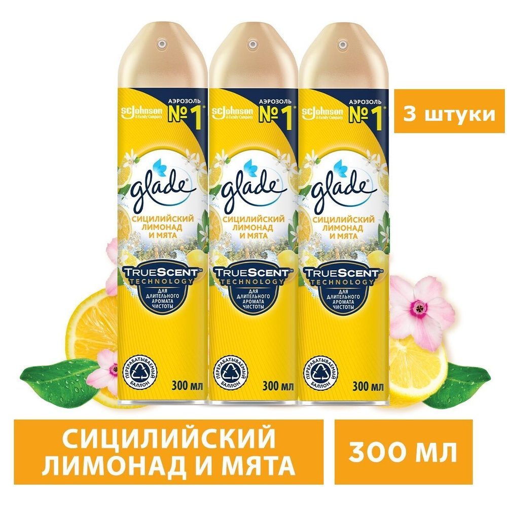 Glade Аэрозоль Сицилийский лимонад и мята, 300мл, 3шт #1