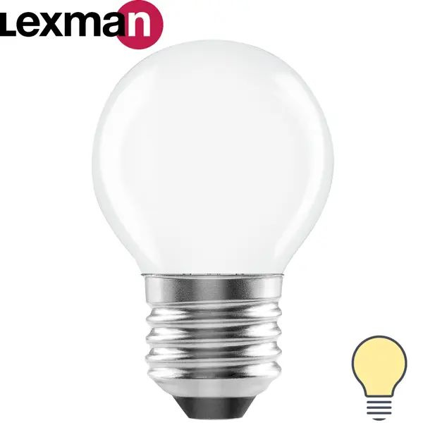 Лампа светодиодная Lexman E27 220-240 В 4 Вт шар матовая 400 лм теплый белый свет  #1
