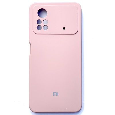 Силиконовый чехол с микрофиброй Silicone Case светло-розовый для Xiaomi Poco X4 Pro  #1