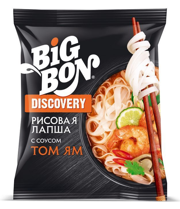 Лапша быстрого приготовления Big Bon Discovery Рисовая с соусом Том Ям 65 г - 50 штук  #1