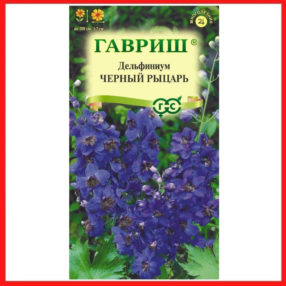 Семена Дельфиниум "Черный рыцарь" 0,05 гр, многолетние цветы для дачи, сада и огорода, клумбы, домашние #1