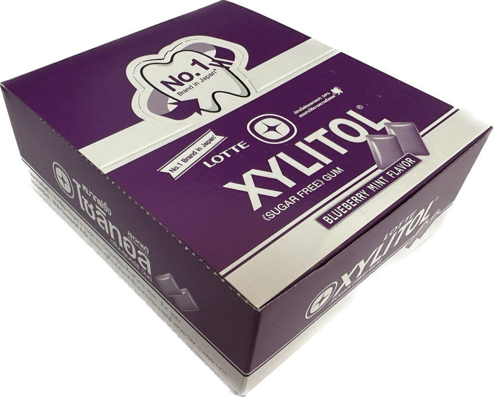 Резинка жевательная Xylitol Blueberry Mint "Голубика и мята", Thai Lotte (10 блистеров х 11,6гр)  #1