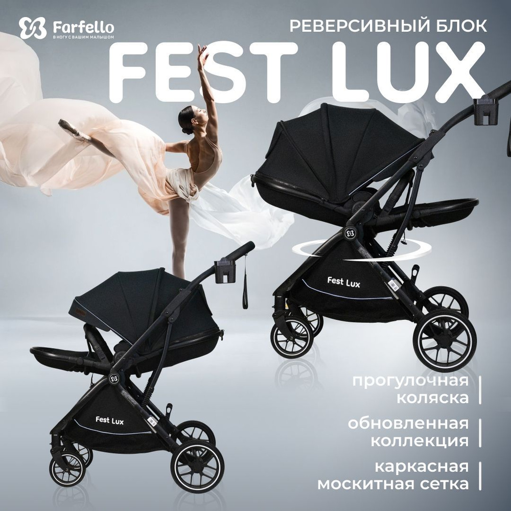 Прогулочная коляска Fest Lux с реверсивным блоком / цвет черный  #1