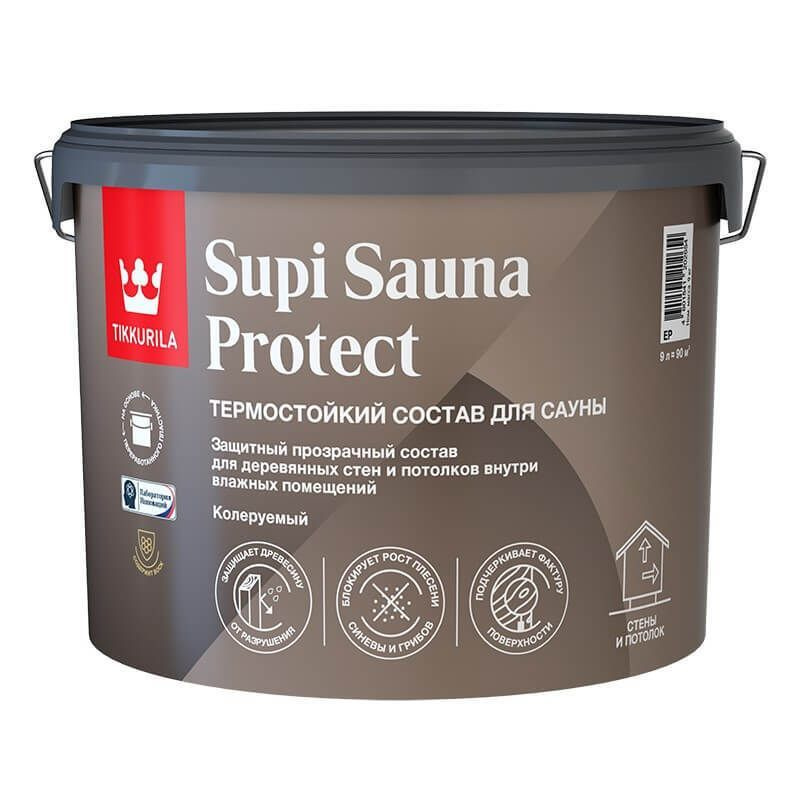 Защитный состав для сауны акриловый Tikkurila Supi Sauna Protect, 9л.  #1