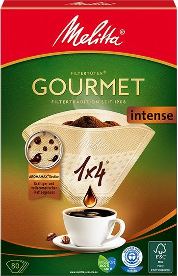 Фильтры для кофеварок неотбеленные Melitta GOURMET INTENSE №4, 80 штук  #1